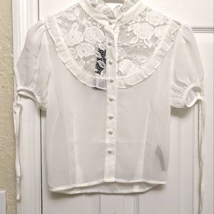 Widow Coquettish Creature Lace Ruffle Blouse